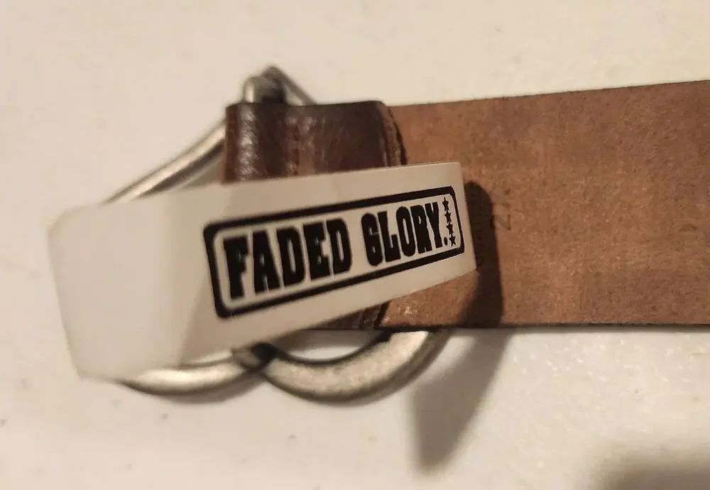 Faded Glory Womens Size 2XL Brown Belt Brushed Silver Heart Buckle Western Boho